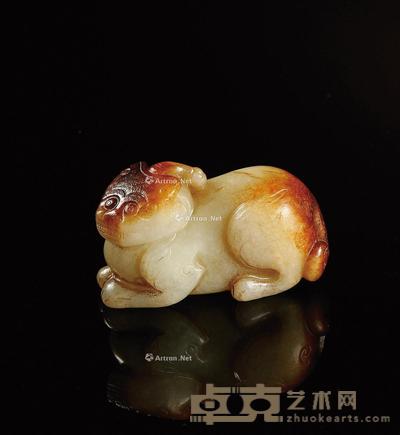  明·白玉仿古瑞兽摆件 长6.2cm