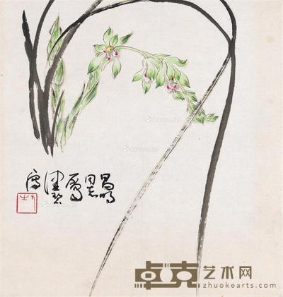 兰花图 镜片 设色纸本 39×37.5cm