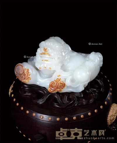 太狮少狮 白玉摆件 钤印:博润堂 黄 135×85×76mm