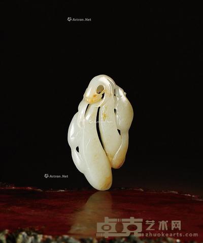 清·白玉松鼠福瓜坠 高6.8cm