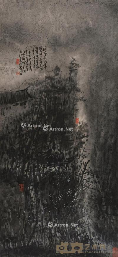 2001年作 南山飞瀑 立轴 水墨纸本 95×44 cm