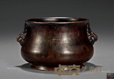明末清初 铜天鸡耳炉 口径9.5cm;高6.8cm;重383g