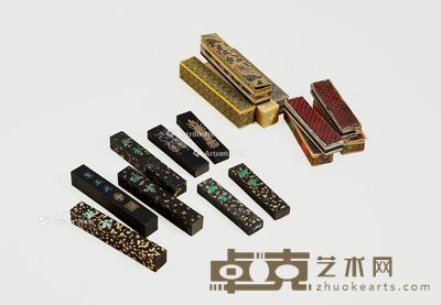 清末民国 各式漱金、紫玉光墨 (共八锭) 尺寸不一;重量不一