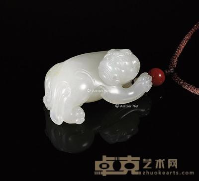 吉祥瑞兽 白玉挂件 钤印:胡 45×21×19mm