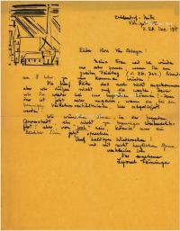  1919年12月24日作 费宁格 带早期木版画的罕见亲笔信