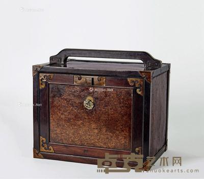 清·紫檀嵌瘿木书箱 高32cm;长35cm;宽25.5cm