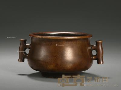 清 铜戟耳炉 口径8.7cm;高6cm;重500g