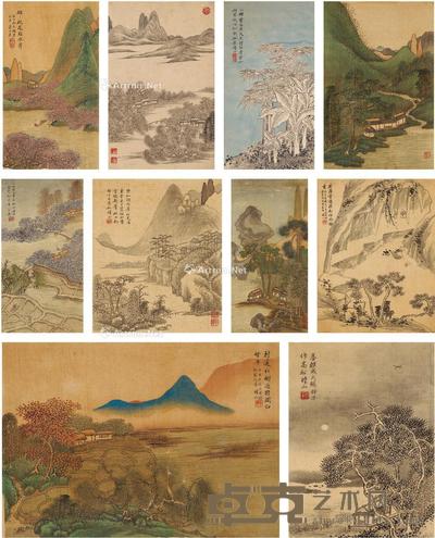 仿古山水册 (十页) 册页 设色绢本;水墨纸本;设色纸本 尺寸不一;册页35.5×28.5cm