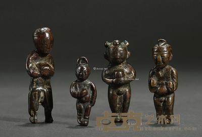 宋 铜各式童子 (一组四件) 高4.2cm;高4.2cm;高5.4cm;高3.1cm
