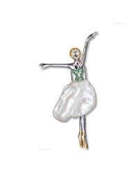  “芭蕾舞女”金镶异形珍珠配钻石胸针