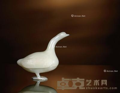 清·白玉鹅形盖盒 高14.9cm