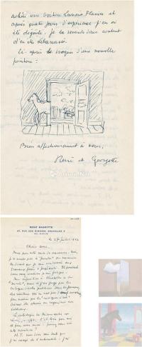  1962年7月27日作 马格利特 罕见带画稿的亲笔信