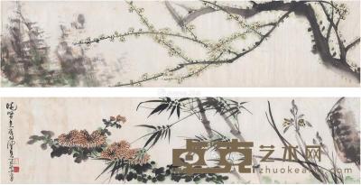  1977年作 四君子图卷 画心 设色纸本 262×32cm