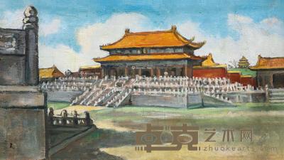 创作于50年代 故宫 布面 油画 31.5×55cm