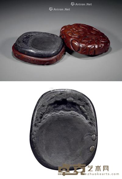清 枣心眉纹随形仔石歙砚 19.3×15.7×4.5cm