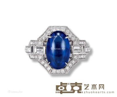  王琨设计 3.55克拉蛋面蓝宝石配钻石戒指 --