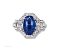  王琨设计 3.55克拉蛋面蓝宝石配钻石戒指