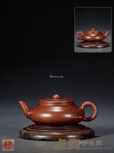 清·澹然斋款紫泥铺砂壶 不含座7×18cm