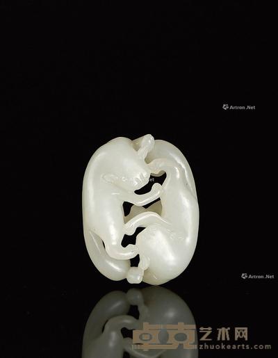 清·白玉双欢把件 长5.1cm