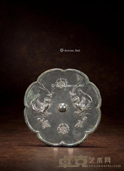 唐 青铜鸾凤团花葵花镜 直径22.2cm