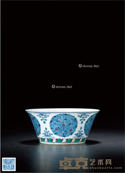 清道光 斗彩团花花卉纹马蹄碗 高6.8cm;口径15cm