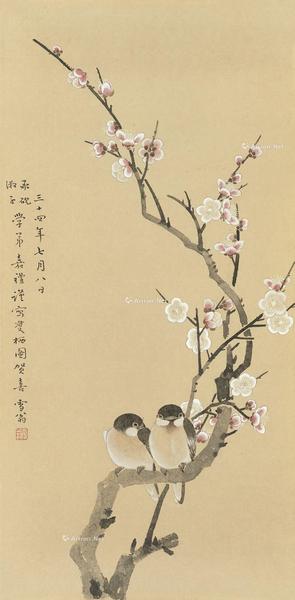  喜上眉梢 镜心 设色纸本