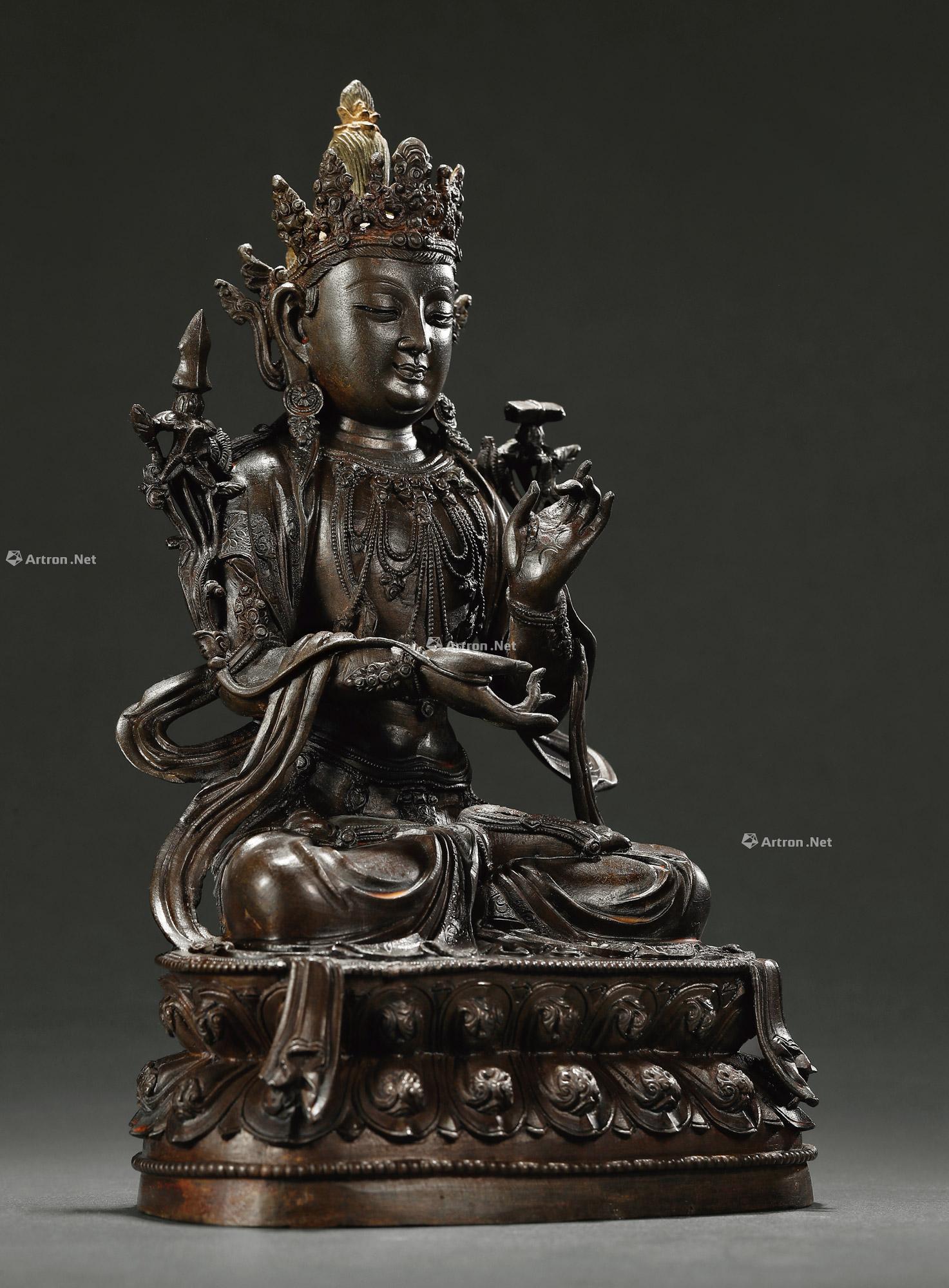 17〜18世紀 銅四臂観音坐像 西蔵 中国 古美術 - 工芸品