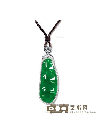 “福寿齐天”金镶翡翠配钻石吊坠 --