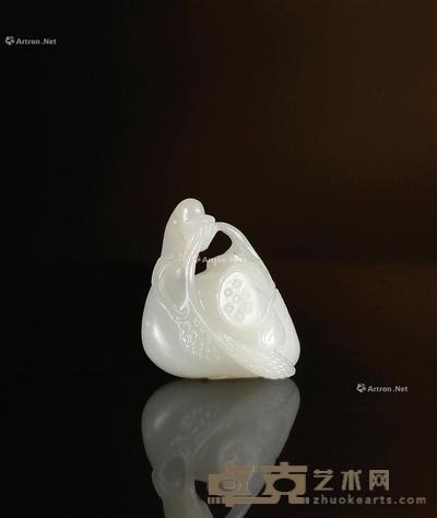 清·白玉鹅衔莲花坠 高3.8cm