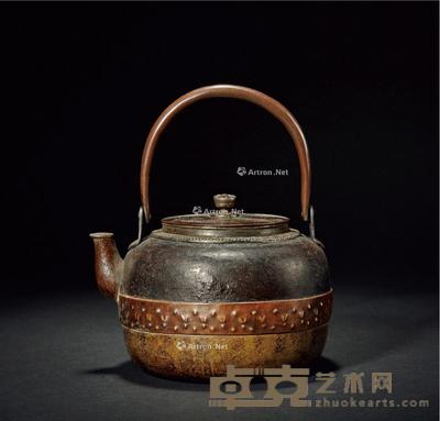 江户时代·银、铜、铁三镶汤沸 高17.5cm;口径7.8cm