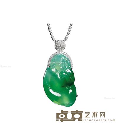 “逍遥佛”金镶天然冰种翡翠吊坠 --