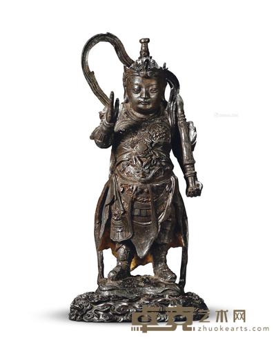 明 铜韦陀立像 高40.5cm(不带座)