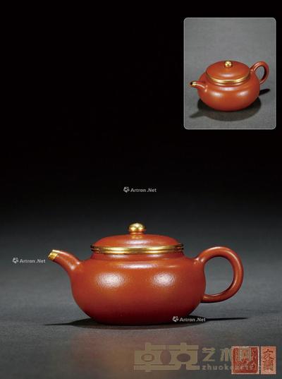 清中期·邵友兰制朱泥仿古壶 7×13.5cm