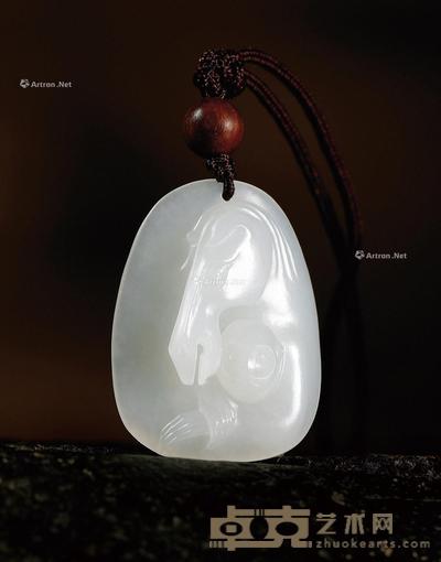 马上封侯 白玉挂件 钤印:龙 35×28×10mm