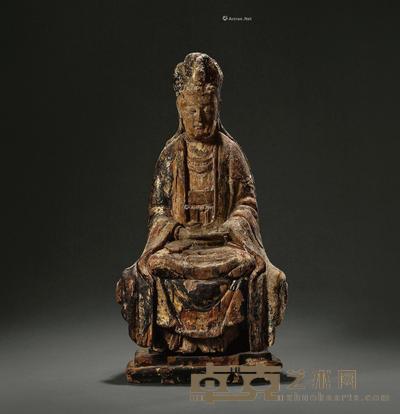 明 木胎观音坐像 高54cm