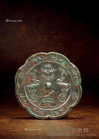 唐 青铜鸳鸯喜鹊葵花镜 直径21.8cm