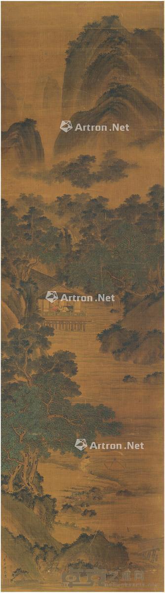  山居高士图 立轴 设色绢本 171×47cm