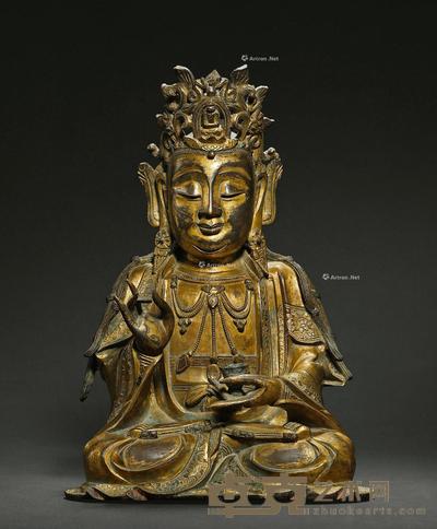 明 铜鎏金观音坐像 高32cm