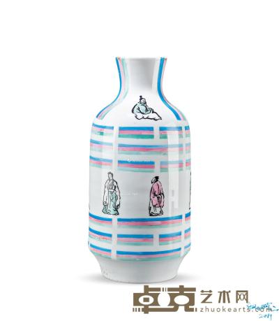  釉上彩瓷瓶 高46cm；通径15cm