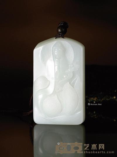 莲香梵音 白玉牌 钤印:龙 66×39×13mm