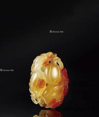  清中期·玛瑙巧雕瓜瓞绵绵摆件