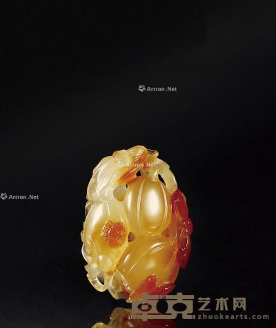 清中期·玛瑙巧雕瓜瓞绵绵摆件 高3cm；长5.5cm