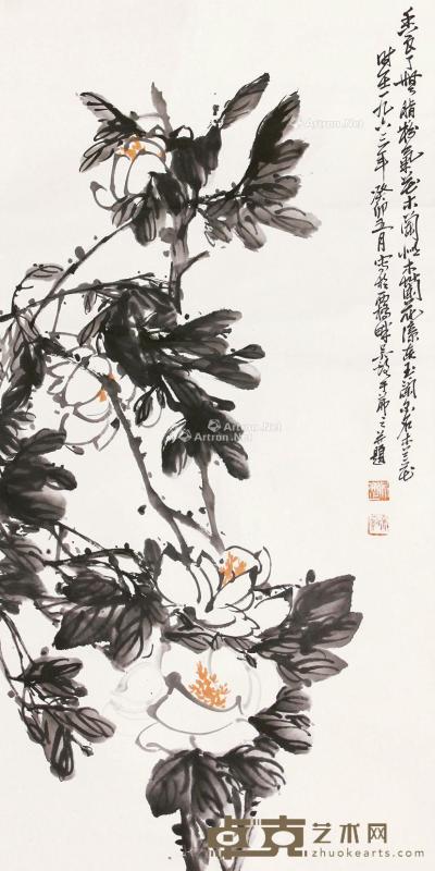  花卉 立轴 纸本 99×49cm
