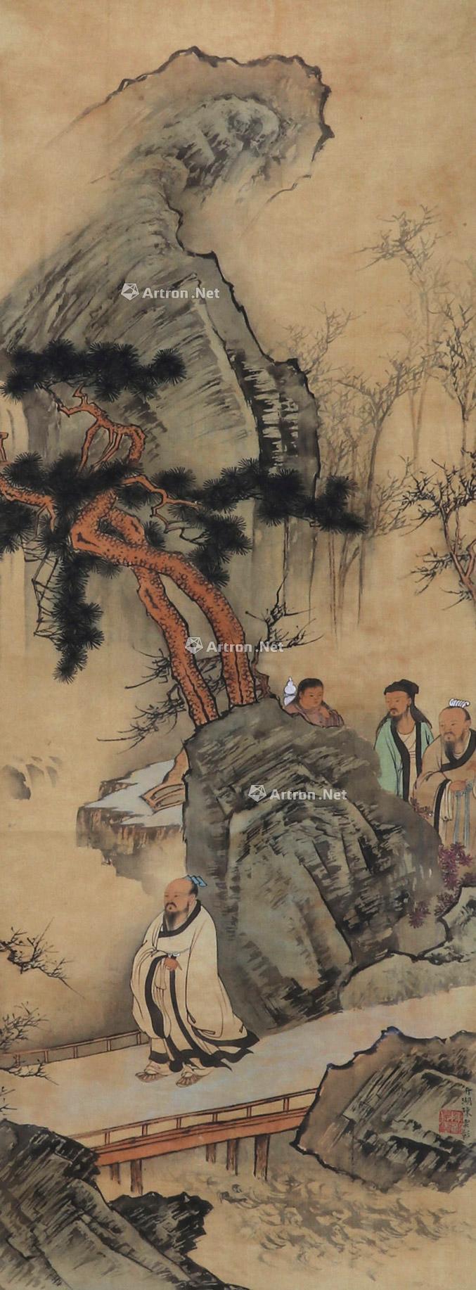 人物 立轴 绢本 99×36cm