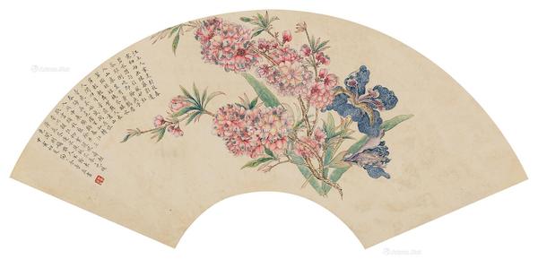 * 花卉 扇面 设色纸本
