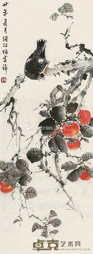  花鸟 立轴 纸本 96×36cm