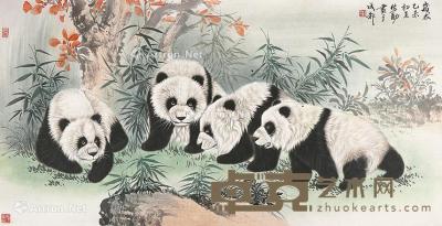  熊猫 镜片 纸本 67×130cm