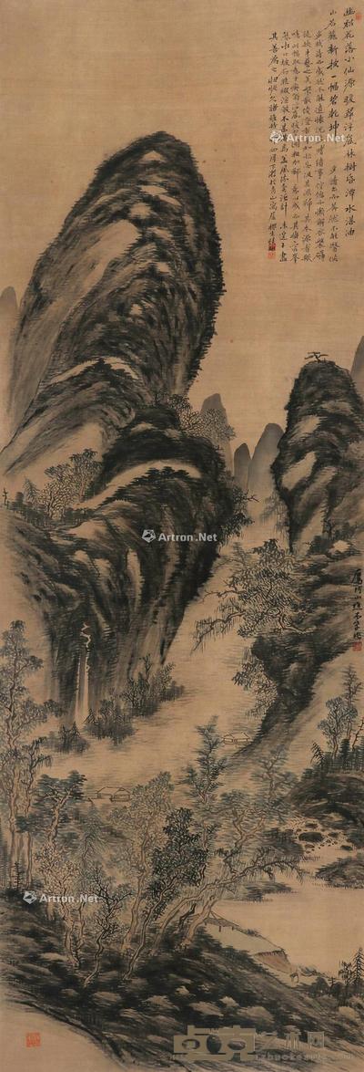 山水 立轴 绢本 150×50cm