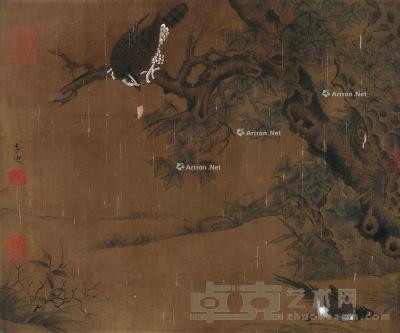  花鸟 镜片 绢本 31×38cm