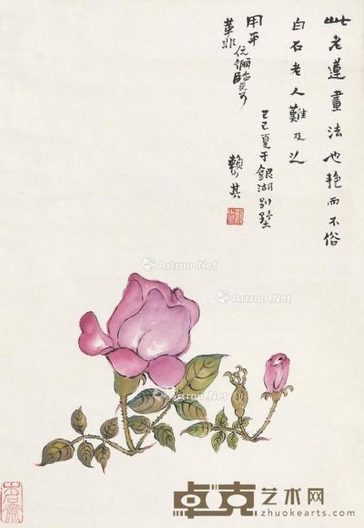  花卉 立轴 纸本 62×43cm
